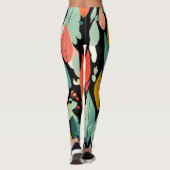 Moderne Herbstlaub-Muster Leggings (Rückseite)