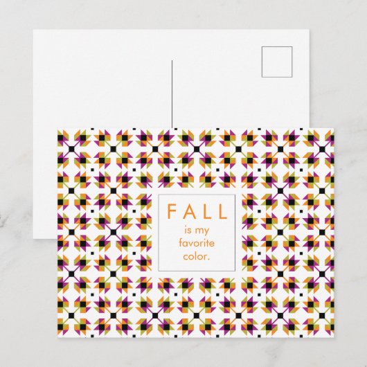 Moderne Herbstlaub Quilt Pattern Postkarte (Vorne/Hinten)