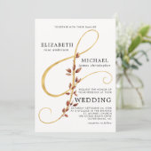 Moderne Herbstlaube Ampersand einfaches Foto Hochz Einladung (Stehend Vorderseite)