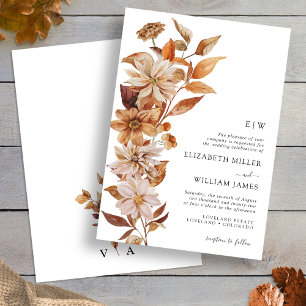 Moderne herbstliche Blumen-Hochzeitseinladung Einladung