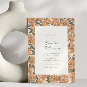 Moderne herbstliche Blumengestaltung Retro-Baby-Pa Einladung