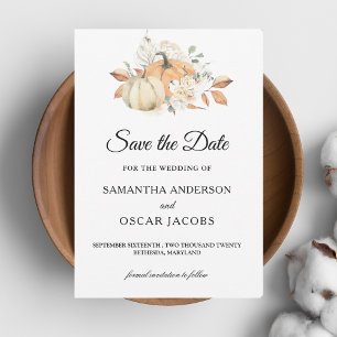 Moderne Herbstpumpen und Blume Save The Date