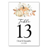 Moderne Herbstpumpen und Blume Tischnummer (Rückseite)