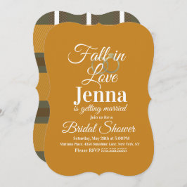 Moderne Herbststreifen Kariertes Brautparty Einladung