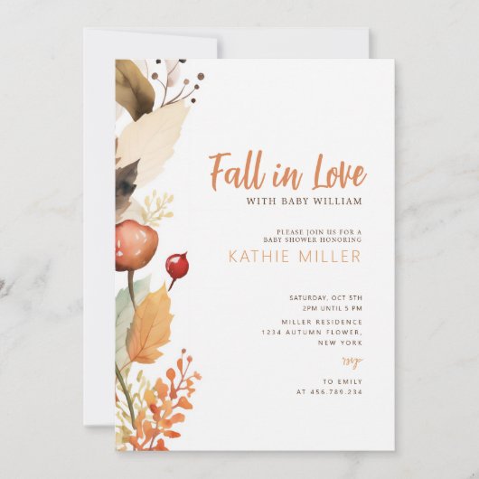 Moderne Herbstwalddusche Einladung (Vorderseite)