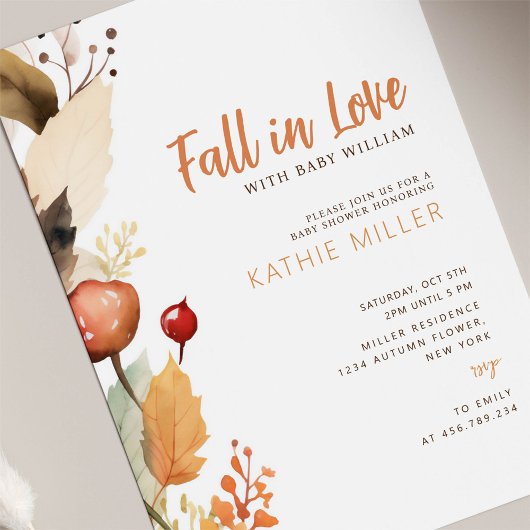 Moderne Herbstwalddusche Einladung