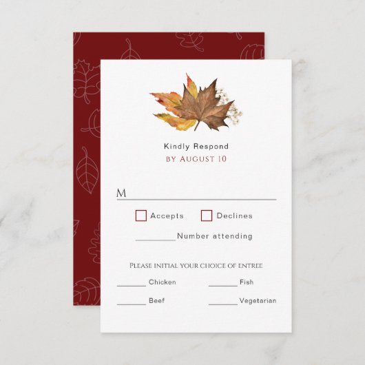 Moderne Herbstwochen lassen einfache Hochzeit RSVP Karte (Vorne/Hinten)
