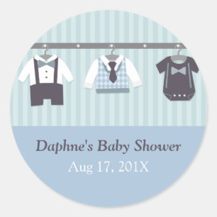 Moderne Herren-Baby- Shower-Party für Jungen Runder Aufkleber