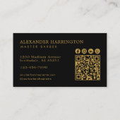 Moderne Herrenbarbier Goldhirsch Qr Code Soziale I Visitenkarte (Rückseite)