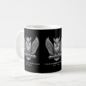 Moderne Herrenbarbier Silber-Eule Promo-Marke Kaffeetasse (Vorderseite Links)