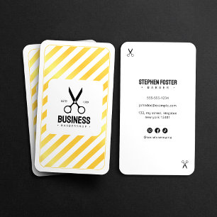 Moderne Herrenfrisör Friseursalon Weiß Gold Visitenkarte