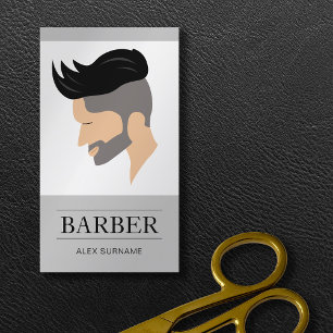 Moderne Herrenfrisur Illustration Grauer Barbier Visitenkarte