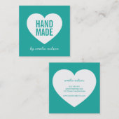 Moderne Herz bearbeitbare Hintergrundfarbe Handgef Quadratische Visitenkarte (Vorne/Hinten)