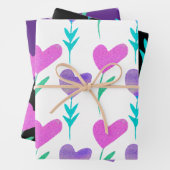 Moderne Herz-Blume Gemustert Valentine Geschenkpapier Set (Beispiel)