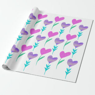 Moderne Herz-Blumen gemusterte Valentinskarten  Geschenkpapier
