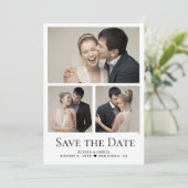 Moderne Herz Foto-Collage-Gitter-Hochzeit Dankeskarte (Stehend Vorderseite)
