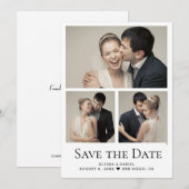Moderne Herz Foto-Collage-Gitter-Hochzeit Dankeskarte (Vorne/Hinten)