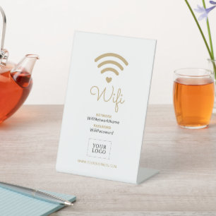 Moderne Herz Geschäft Wifi Passwort Willkommenssch Sockelschild