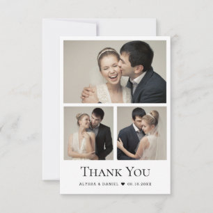 Moderne Herz Hochzeit Foto Collage klein Dankeskarte