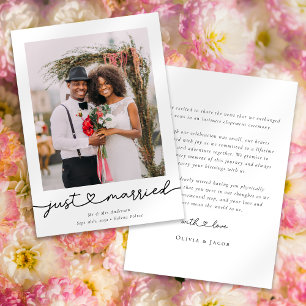 Moderne Herz-Kalligrafie Gerade verheiratet Foto Ankündigung