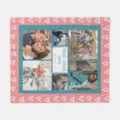 Moderne Herz Liebe Rosa FotoCollage Oma Fleecedecke (Vorderseite (Horizontal))