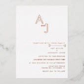 Moderne Herz-Linie Hochzeitsfeier Folieneinladung (Vorderseite)