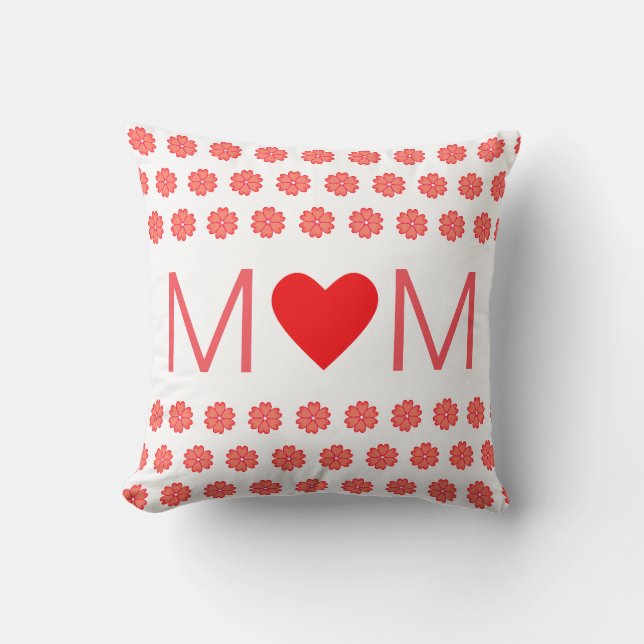 Moderne Herz-Mama & Herz-Blume Kissen (Vorderseite)