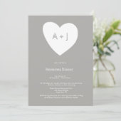 Moderne Herz-Monogramm-Probe-Dinner-Einladungen Einladung (Stehend Vorderseite)