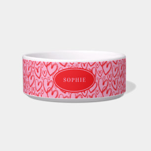 Moderne Herz-Pink-Rot-Persönliche-Tier-Schale Napf
