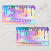 Moderne Herz-Rainbow-Glitzer-Tropfen Holografie Treuekarte (Vorne/Hinten)