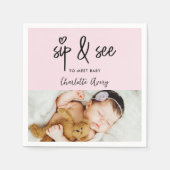 Moderne Herz-Rosa Sip & See Benutzerdefinierte Bab Serviette (Vorderseite)