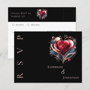 Moderne Herz-Rose-UAWG-Hochzeit- Postkarte