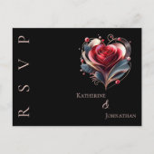 Moderne Herz-Rose-UAWG-Hochzeit- Postkarte (Vorderseite)