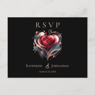 Moderne Herz-Rose-UAWG-Hochzeit- Postkarte