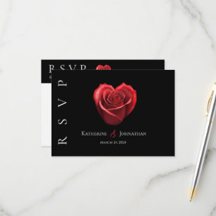 Moderne Herz-Rote Rose-UAWG-Hochzeit- RSVP Karte