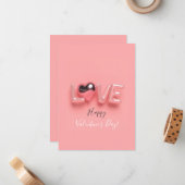 MODERNE HERZ ROTE VALENT MITTEILUNGSKARTE (Vorderseite/Rückseite Beispiel)