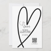 Moderne Herz Schwarz & Weiß Minimale Hochzeit (Rückseite)