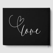 Moderne Herz Schwarz & Weiß Minimale Hochzeit Gästebuch (Rückseite)