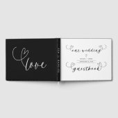 Moderne Herz Schwarz & Weiß Minimale Hochzeit Gästebuch (Voll)