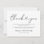 Moderne Herz-Script-Beerdigung Vielen Dank Dankeskarte (Vorderseite)