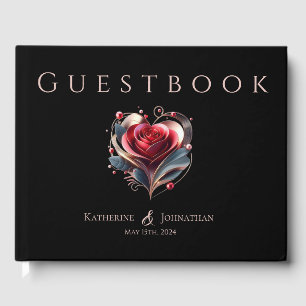 Moderne Herz-Shaped-Rose-Hochzeit Gästebuch