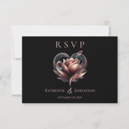 Moderne Herz-Shaped-Rose-Hochzeit RSVP Karte