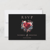 Moderne Herz-Shaped-Rose-Hochzeit RSVP Karte (Vorderseite)