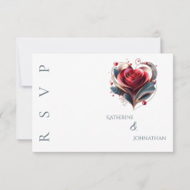 Moderne Herz-Shaped-Rose-Hochzeit RSVP Karte