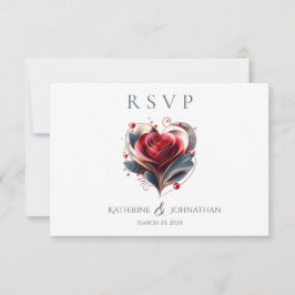 Moderne Herz-Shaped-Rose-Hochzeit RSVP Karte