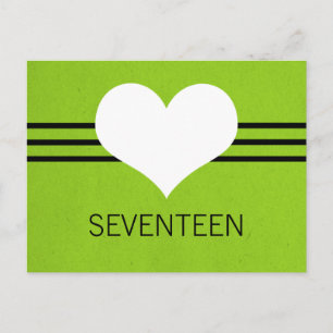 Moderne Herz-Tischnummer Postkarte, grün Postkarte
