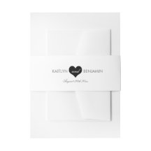 Moderne Herzeinladung Bauch Band schwarz-weiß