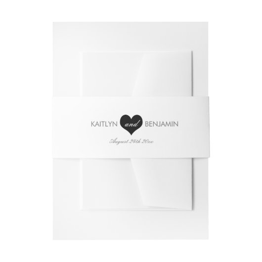 Moderne Herzeinladung Bauch Band schwarz-weiß (Vorderseite Beispiel)