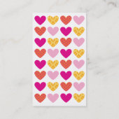 MODERNE HERZEN-Damastmuster hellrosa gelb Visitenkarte (Rückseite)