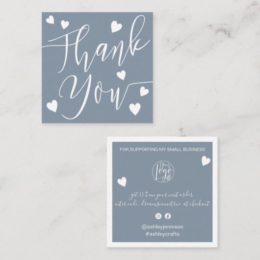 Moderne Herzen danke dir Drehbuch Ordnung staubig Quadratische Visitenkarte (Vorne/Hinten)